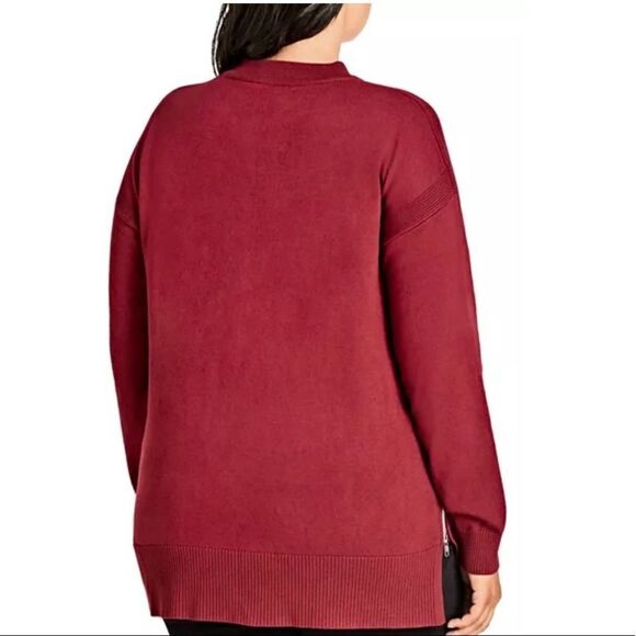 JuneRose Metallic Plum Side Zipper Tunic Sweater - Picture 3 of 12